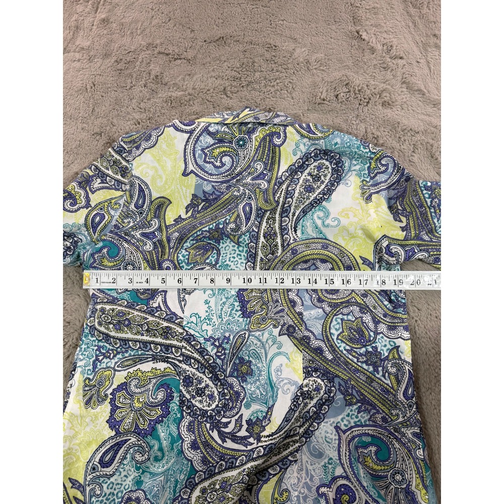 Chico's No Iron Paisley Print Button Front Down Shirt Women Size‎ M Career Chic - Picture 4 of 9